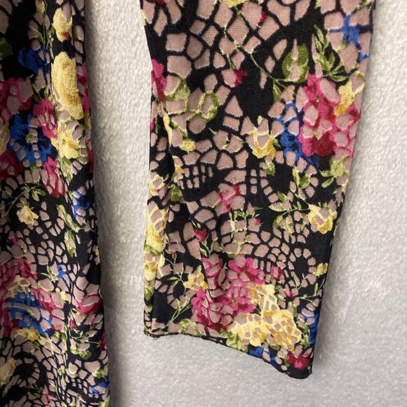 Petit Pois Viviana G Velvet Burnout Dress Womens Size XL Black Pink Lightweight - Picture 9 of 14